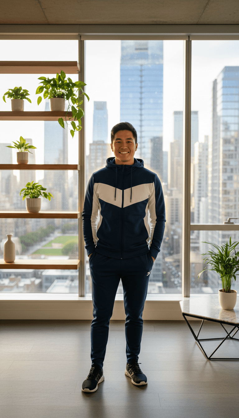 Person with confident energetic posture in bright natural light, embodying wellness and vitality