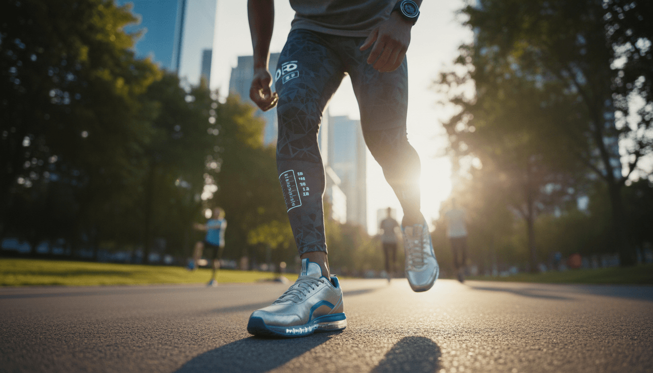 Person exercising outdoors in morning sunlight with energetic movement